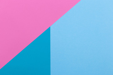 Paper pink, blue, pastel empty background, geometrically located. Color blank for presentations, copy space.