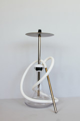 White and white hookah in full growth without a bowl on an isolated white background.