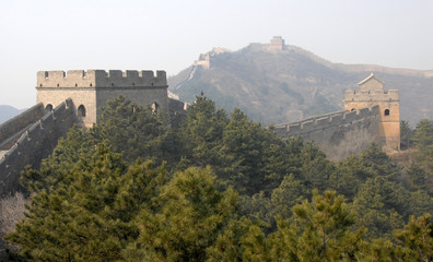 The Great Wall of China. This section of the Great Wall is Jinshanling, a wild part with scenic views. The Great Wall of China near Beijing. Wild Great Wall of China, Jinshanling, Beijing, UNESCO site