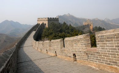 The Great Wall of China. This section of the Great Wall is Jinshanling, a wild part with scenic views. The Great Wall of China near Beijing. Wild Great Wall of China, Jinshanling, Beijing, UNESCO site