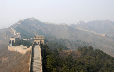 Obraz premium The Great Wall of China. This section of the Great Wall is Jinshanling, a wild part with scenic views. The Great Wall of China near Beijing. Wild Great Wall of China, Jinshanling, Beijing, UNESCO site