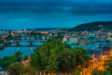 Fototapeta na wymiar Bridges over the River Vltava in Prague, Czech Republic