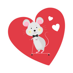 Isolated cute cartoon Mouse gentleman