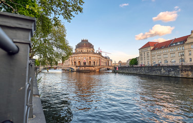 Berlin, Germany - May 4, 2019 - The Bode Museum located on Museum Island in the Mitte borough of Berlin, Germany at dusk.