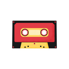 Isolated cassette tape icon. Music symbol