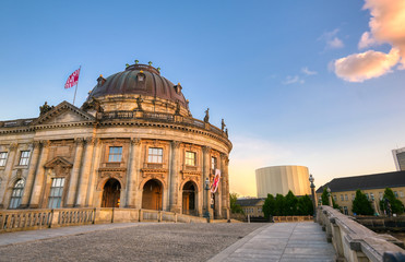 Fototapeta na wymiar Berlin, Germany - May 4, 2019 - The Bode Museum located on Museum Island in the Mitte borough of Berlin, Germany at dusk.