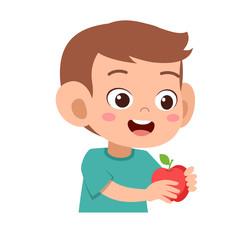 happy kid eat vector illustration