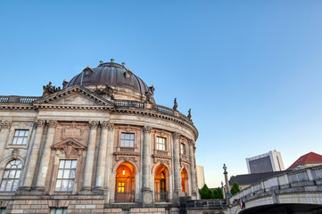 Obraz premium Berlin, Germany - May 4, 2019 - The Bode Museum located on Museum Island in the Mitte borough of Berlin, Germany at dusk.