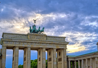 The Brandenburg Gate located in Pariser Platz in the city of Berlin, Germany.