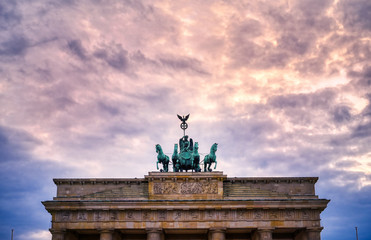 The Brandenburg Gate located in Pariser Platz in the city of Berlin, Germany.