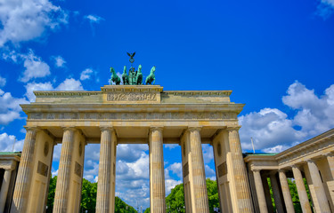 The Brandenburg Gate located in Pariser Platz in the city of Berlin, Germany.