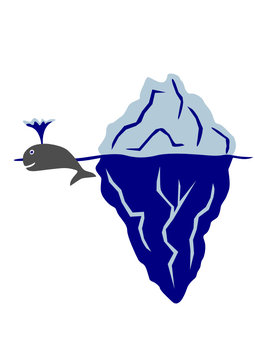 Wal schwimmt im Meer neben Eisberg Vektor Grafik