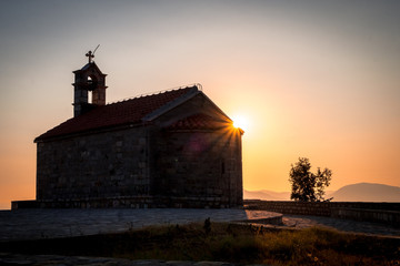 The Church of St. Sava at sunset in Montenegro