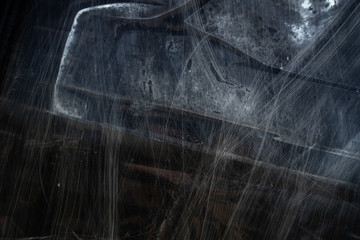 Black and white background. Abstract monochrome image includes a faded effect in dark tones. Texture to overlay on the image