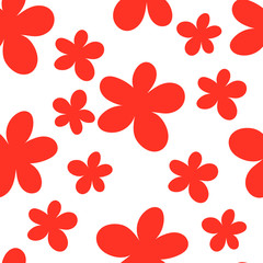 Abstract floral seamless pattern with messy heads of flowers isolated on white background. Vector illustration. 