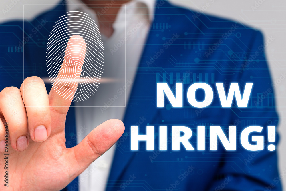 Poster conceptual hand writing showing now hiring. concept meaning finding evaluating working relationship 