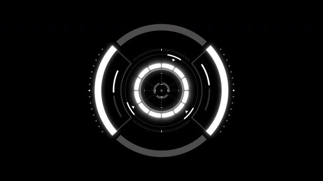 Futuristic HUD conceptual 2D animation, background for video intro, science fiction and hi-tech shapes design, gaming animated elements