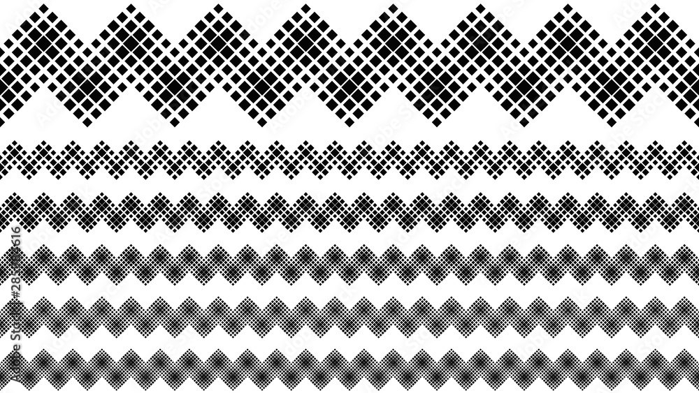 Poster repeating geometrical square pattern text divider set - abstract vector graphic elements from diagon