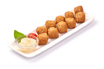 Chicken meatballs, isolated on white background