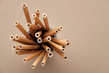 Bamboo Drinking Straw. Zero waste Reusable Bar Equipment for Drink Cocktails, Water or Lemonade