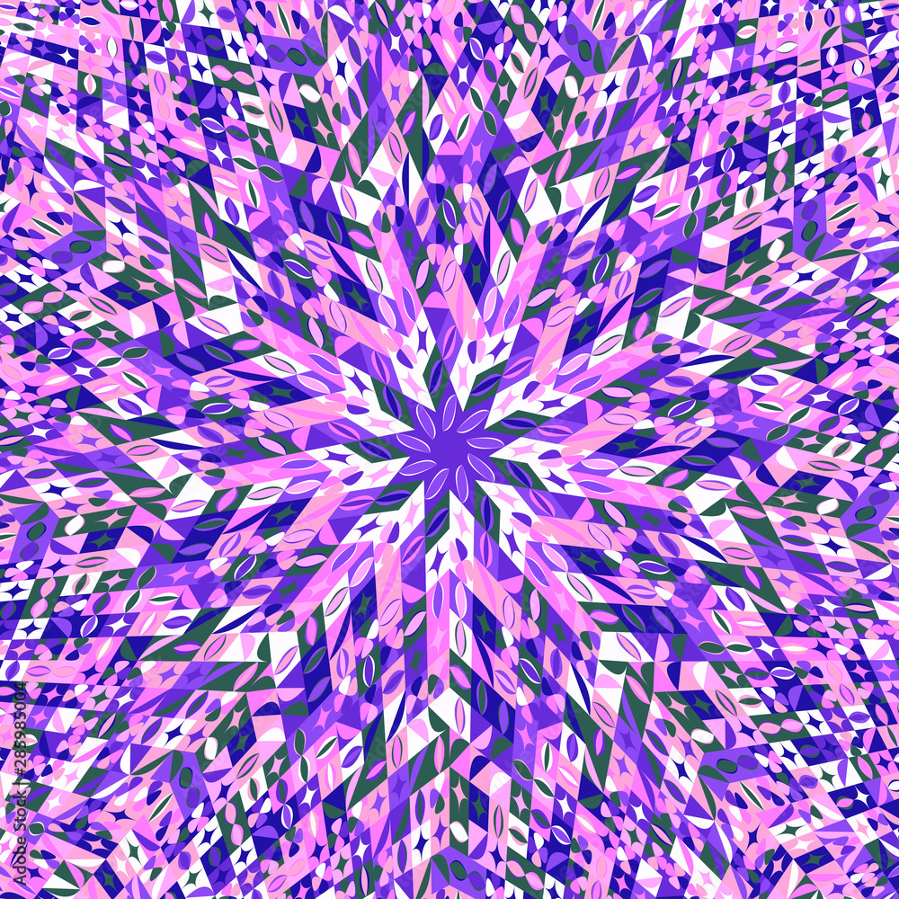 Poster dynamic burst pattern mosaic background - circular abstract vector design with geometrical tiles