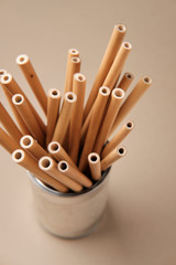 Bamboo Drinking Straw. Zero waste Reusable Bar Equipment for Drink Cocktails, Water or Lemonade