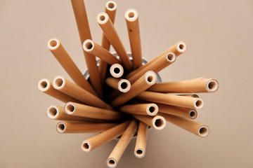 Bamboo Drinking Straw. Zero waste Reusable Bar Equipment for Drink Cocktails, Water or Lemonade