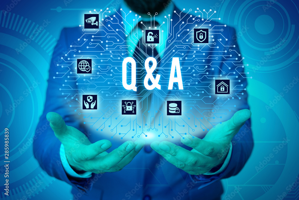 Poster writing note showing q and a. business concept for a period of time or an occasion when someone answ