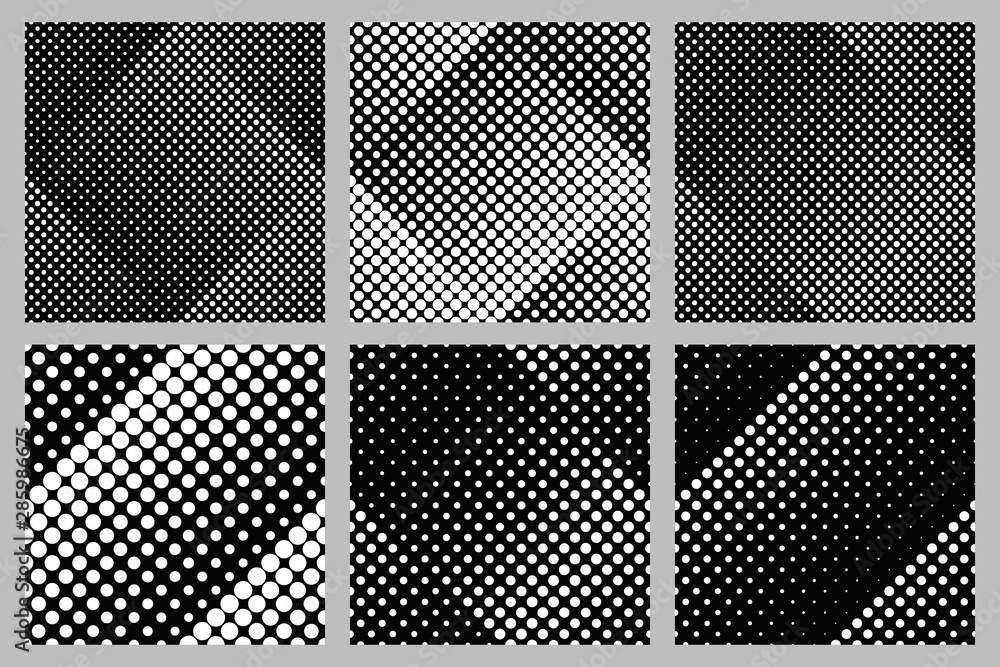 Poster Geometrical seamless dot pattern background design collection - abstract vector illustrations from circles