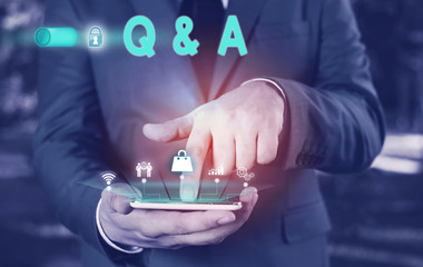 Conceptual hand writing showing Q And A. Concept meaning a period of time or an occasion when...