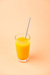 Two Orange Juice Glass with Metallic Steel Tubes