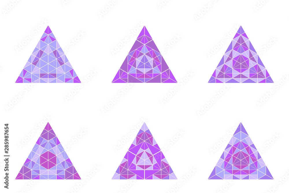 Poster isolated colorful triangle symbol set - geometrical polygonal vector design elements