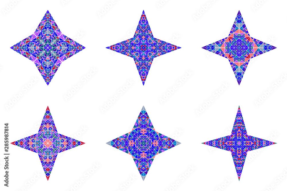 Poster isolated polygonal triangle ornament star shape set - ornamental abstract geometrical vector element