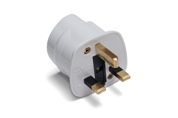 Adapter for English type G socket isolated on white background