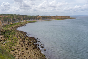 Pointe-Du-Hoc, France - 08 11 2019:  Walk on the Pointe Du Hoc trail