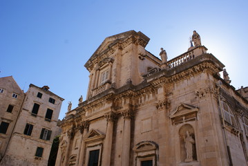 Fototapeta na wymiar Church of St. Ignatius in the old town of Dubrovnik