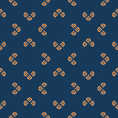 Vector minimalist geometric seamless pattern in deep blue and orange color