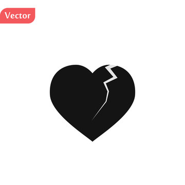 illustration of a black broken heart, isolated on white background, vector illustration eps10