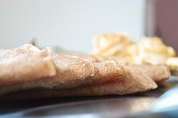  Appetizing pancakes prepared for breakfast.