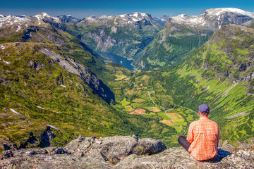 Fototapeta na wymiar View of Geirangerfjord in Norway, Europe.