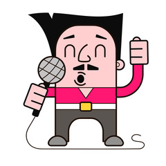 Singer With Microphone In Hands Vector Illustration