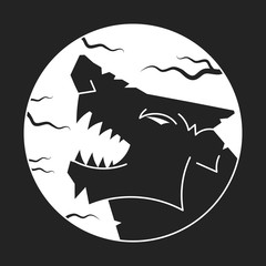 Wolf logo vector illustration. Logo design on black background.