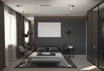 bedroom, interior visualization, 3D illustration