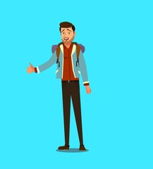 Vector. Hitchhiking road travel concept. Vector illustration