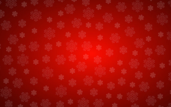 Red Christmas background with snowflakes, simple holiday vector background
