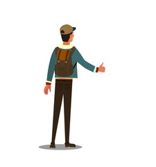 Vector. Hitchhiking road travel concept. Vector illustration
