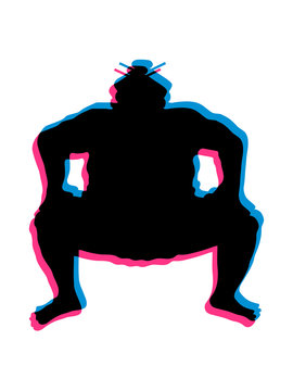 3d sumoringer sumo ringer asiatisch japanisch sport ringen pose k&auml;mpfen hocke dick fett cool lustig silhouette stark k&auml;mpfen chinesisch gro&szlig; design clipart