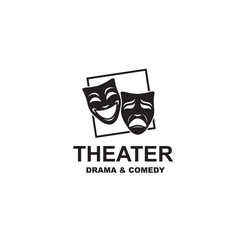 icon of comedy and tragedy theatrical masks isolated on white background