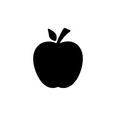 apple black silhouette with a leaf