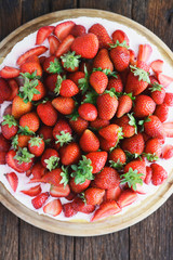 strawberry cheesecake, vanilla cake with strawberries 